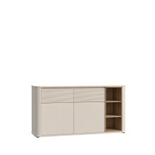 Sideboard >BREATHTAKER< 2 Türen, 2 Schübe, Eiche Dekor / sandfarben - 160x83,1x41,3cm (BxHxT)