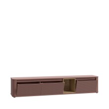 Lowboard >BREATHTAKER< 3 Klappen, terrakottafarbig / Eiche Dekor - 215x41,5x41,3 (BxHxT)
