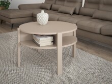 Couchtisch >BREATHTAKER< rund, 4 Fächer, Ablage, sandfarbig - 45,5x74,4cm (HxD)