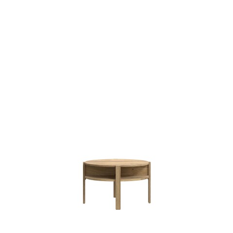 Couchtisch >BREATHTAKER< rund, 4 Fächer, 1 Boden, Mauvella Eiche Dekor - 45,5x74,4cm (HxD)