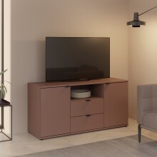 TV-Schrank >GANYMEDE< 2 Türen, 2 Schübe, Fach, terrakottafarbig - 129,8x63,1x41,3cm (BxHxT)