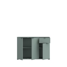 Sideboard >GANYMEDE< 3 Türen, 1 Schublade, in Salbei - 119,8x82,3x34,1cm (BxHxT)