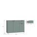 Sideboard >GANYMEDE< 3 Türen, 1 Schublade, in Salbei - 119,8x82,3x34,1cm (BxHxT)