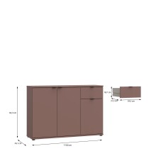 Sideboard >GANYMEDE< 3 Türen, 1 Schublade, in terrakottafarbig - 119,8x82,3x34,1cm (BxHxT)