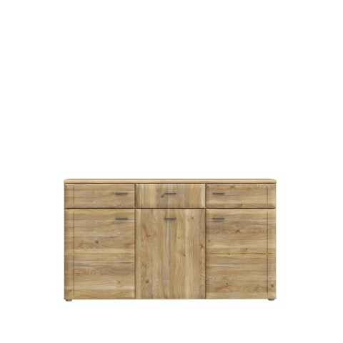Sideboard >AKINORI< 3 Schübe, 2 Türen, Mauvella Eiche Dekor - 149,8x85,6x41,8cm (BxHxT)