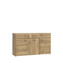 Sideboard >AKINORI< 3 Schübe, 2 Türen, Mauvella Eiche Dekor - 149,8x85,6x41,8cm (BxHxT)