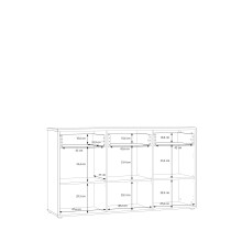 Sideboard >AKINORI< 3 Schübe, 2 Türen, Mauvella Eiche Dekor - 149,8x85,6x41,8cm (BxHxT)