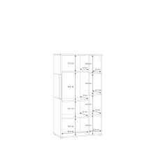 Stauraumvitrine >AKINORI< 2 Türen, in Mauvella Eiche Dekor - 75,1x140x41,8cm (BxHxT)