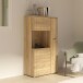 Stauraumvitrine >AKINORI< 2 Türen, in Mauvella Eiche Dekor - 75,1x140x41,8cm (BxHxT)