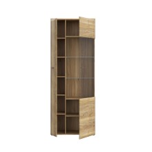 Stauraumvitrine >AKINORI< 2 Türen, Mauvella Eiche Dekor - 75,1x197,6x41,8cm (BxHxT)