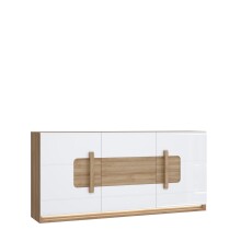Sideboard >ATTENTION< 3 Türen, 1 Schub, LED, Eiche Dekor / Weiß - 194,6x91,6x41,5cm (BxHxT)