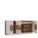 Sideboard >ATTENTION< 3 Türen, 1 Schub, LED, Eiche Dekor / Weiß - 194,6x91,6x41,5cm (BxHxT)