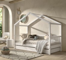 Hausbett >Buche Massiv< in Buche massiv weiß...