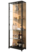 Glasvitrine >OPTIMA< Schwarz/Wildeiche-Dekor, LED...