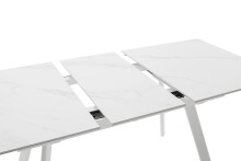Kulissen-Esstisch >PARENZO< ausziehbar 180cm, weiß marmoriert, Keramik - 140/180x76x90cm (BxHxT)