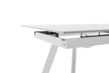 Kulissen-Esstisch >PARENZO< ausziehbar 180cm, weiß marmoriert, Keramik - 140/180x76x90cm (BxHxT)