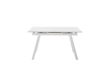 Kulissen-Esstisch >PARENZO< ausziehbar 180cm, weiß marmoriert, Keramik - 140/180x76x90cm (BxHxT)
