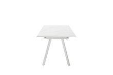 Kulissen-Esstisch >PARENZO< ausziehbar 180cm, weiß marmoriert, Keramik - 140/180x76x90cm (BxHxT)