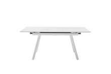 Kulissen-Esstisch >PARENZO< ausziehbar 180cm, weiß marmoriert, Keramik - 140/180x76x90cm (BxHxT)