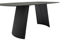 Esstisch >TOBELO< Designergestell, anthrazit marmoriert, Keramik - 180x76x90cm (BxHxT)