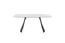Esstisch >TOBELO< Designergestell, weiß marmoriert, Keramik - 180x76x90cm (BxHxT)