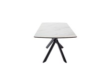Kulissen-Esstisch >VANINO< ausziehbar 230cm, weiß marmoriert, Keramik - 180/230x76x90cm (BxHxT)