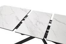Kulissen-Esstisch >VANINO< ausziehbar 230cm, weiß marmoriert, Keramik - 180/230x76x90cm (BxHxT)
