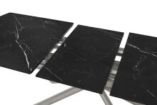 Kulissen-Esstisch >VANINO< ausziehbar 230cm, schwarz marmoriert, Keramik - 180/230x76x90cm BxHxT