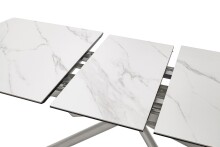 Kulissen-Esstisch >VANINO< ausziehbar 230cm, weiß marmoriert, Keramik - 180/230x76x90cm (BxHxT)