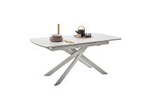 Kulissen-Esstisch >VANINO< ausziehbar 230cm, weiß marmoriert, Keramik - 180/230x76x90cm (BxHxT)