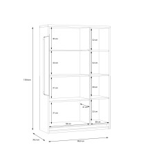 Stauraumvitrine >ATTENTION< mit LED, Eiche Dekor / Weiß gloss - 89,9x139,6x34,3 (BxHxT)