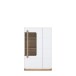 Stauraumvitrine >ATTENTION< mit LED, Eiche Dekor / Weiß gloss - 89,9x139,6x34,3 (BxHxT)