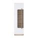 Vitrine >ATTENTION< 5 Böden, Riviera Eiche Dekor / Weiß Gloss - 60,2x210x34,3cm (BxHxT)