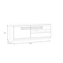 Wandboard >ATTENTION< in Riviera Eiche / Weiß Gloss - 140x29x24cm (BxHxT)