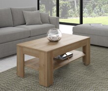 Couchtisch >ATTENTION< 1 Ablageboden, Riviera Eiche Dekor - 110x45,5x60cm (BxHxT)