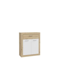 Schuhkommode >BACCIO< 2 Türen, 1 Schub, Weiss/ Artisan Eiche Dekor - 83x98,2x33,8cm (BxHxT)