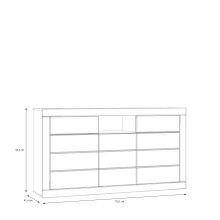 Sideboard >LEFKADAS< 3 Türen, 2 Schübe, Weiss/ Mauvella Eiche - 170,7x93,5x41,4cm (BxHxT)
