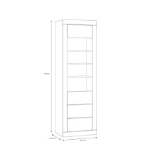 Stauraumvitrine >LEFKADAS< 2 Schübe, 3 Böden, Weiss/Mauvella Eiche Dekor - 61,3x196x41,4cm BxHxT