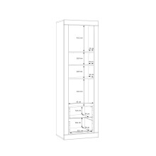 Stauraumvitrine >LEFKADAS< 2 Schübe, 3 Böden, Weiss/Mauvella Eiche Dekor - 61,3x196x41,4cm BxHxT
