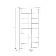 Stauraumvitrine >LEFKADAS< 2 Türen, 9 Böden, Weiss / Mauvella Eiche Dekor - 101x196x41,4cm BxHxT