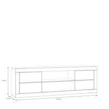 Lowboard >LEFKADAS< 2 Türen, 1 Schub, Weiss/Mauvella Eiche Dekor - 195,4x61,6x41,4cm BxHxT