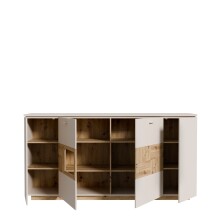 Sideboard >LOUOTO< 4 Türen, sandfarbig / Artisan Eiche - 199,5x101,2x41,6cm (BxHxT)