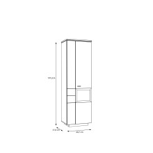Stauraumvitrine >LOUOTO< 2 Türen, 4 Böden, sandfarbig / Artisan Eiche - 60,7x197,2x41,6 (BxHxT)
