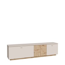 Lowboard >LOUOTO< 2 Türen, 1 Klappe, sandfarbig/Artisan Eiche - 224,8x57,7x41,6cm BxHxT