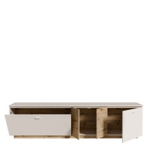 Lowboard >LOUOTO< 2 Türen, 1 Klappe, sandfarbig/Artisan Eiche - 224,8x57,7x41,6cm BxHxT