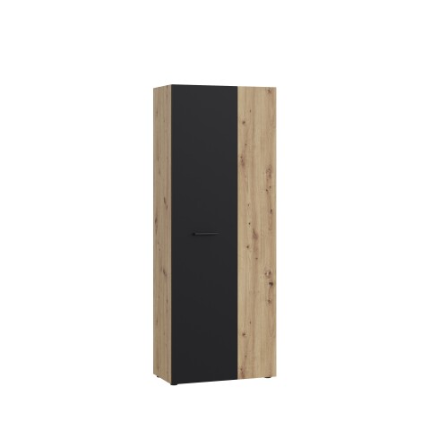 Mehrzweckschrank >NET306< 5 Böden, Artisan Eiche Dekor / Schwarz  - 68,7x181,1x36,5 (BxHxT)