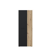 Mehrzweckschrank >NET306< Inneneinteilung, Artisan Eiche / Schwarz - 68,7x181,1x36,5cm (BxHxT)