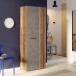 Schuhschrank >NET306< 5 Böden, Old – Wood / Betonoptik - 68,7x181,1x36,5cm (BxHxT)