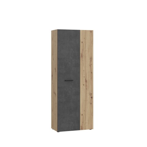 Schuhschrank >NET306< 5 Böden, Betonoptik / Artisan Eiche - 68,7x181,1x36,5cm (BxHxT)