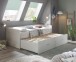 Funktionsbett >Lepini< Liegefläche 90/180x200cm, Schübe, Weiß Dekor - 204x67x97cm (BxHxT)